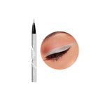 Eyeliner pencil with close-up of application on eye on a white background
