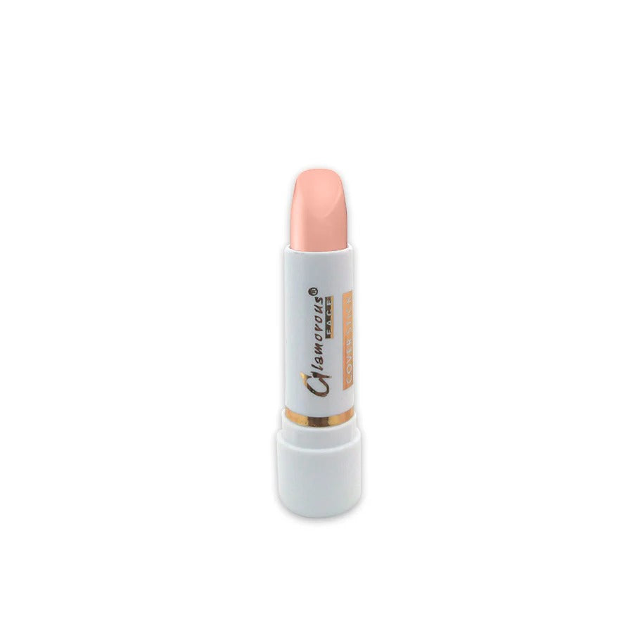 glamorous-face-Concealer with a white container and pinkish-beige stick on a white background