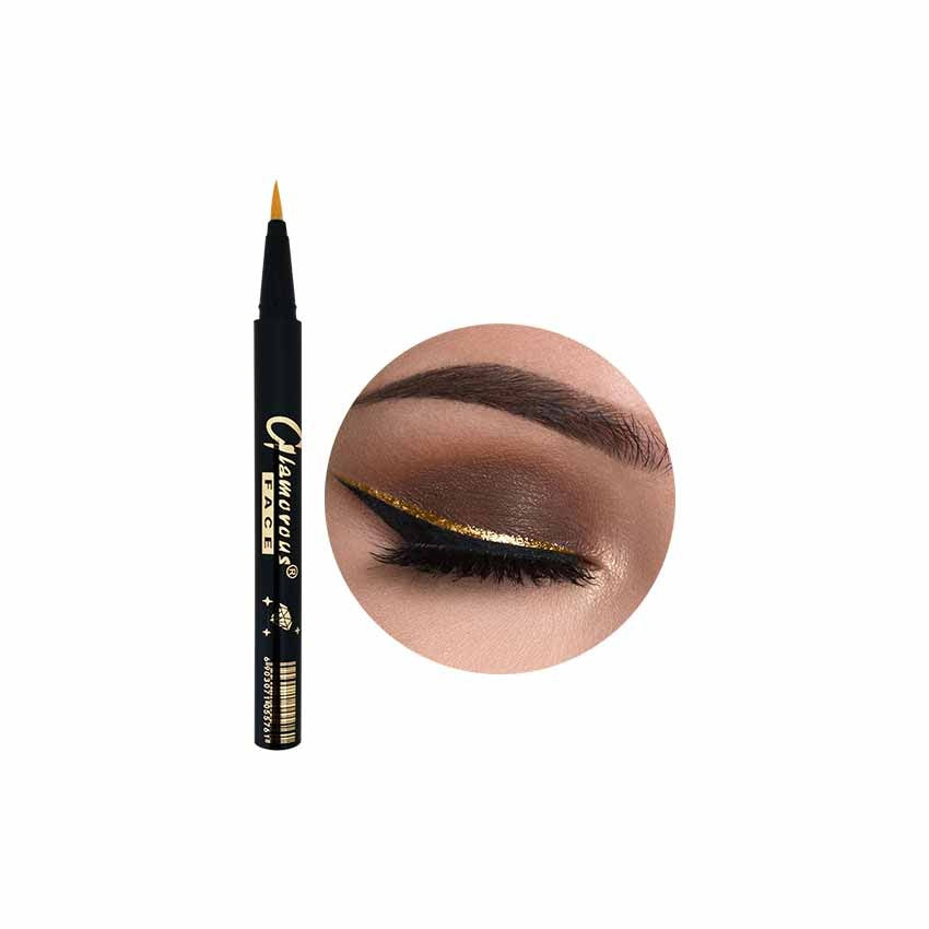 Eyebrow pencil with close-up of application on a white background