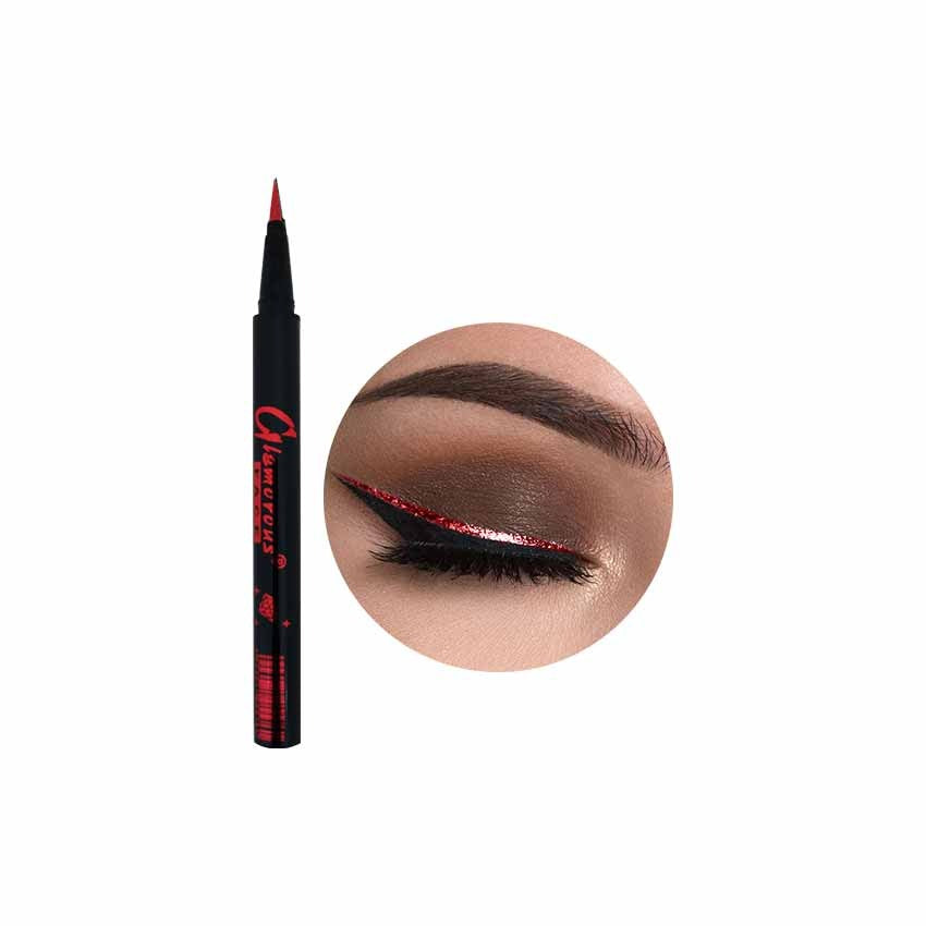 Eyebrow pencil with close-up of application on a white background