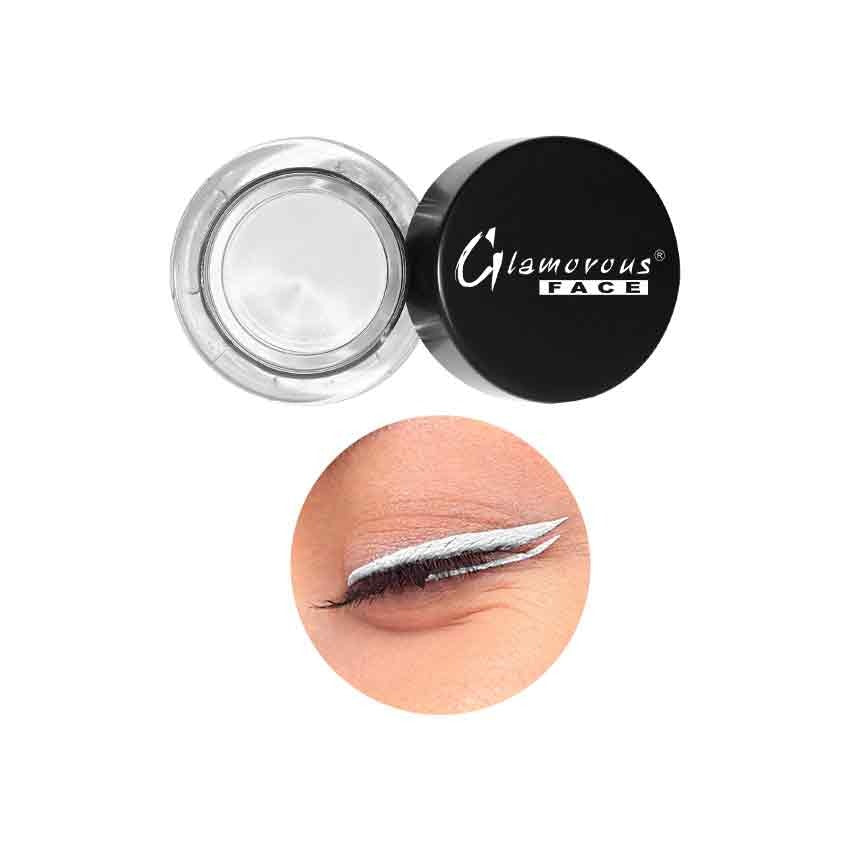 Glamorous Face eyeliner product with close-up of application on a white background
