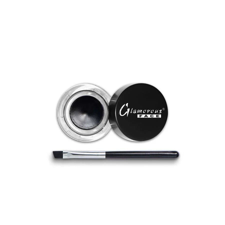 Glamorous Face makeup product with a brush on a white background