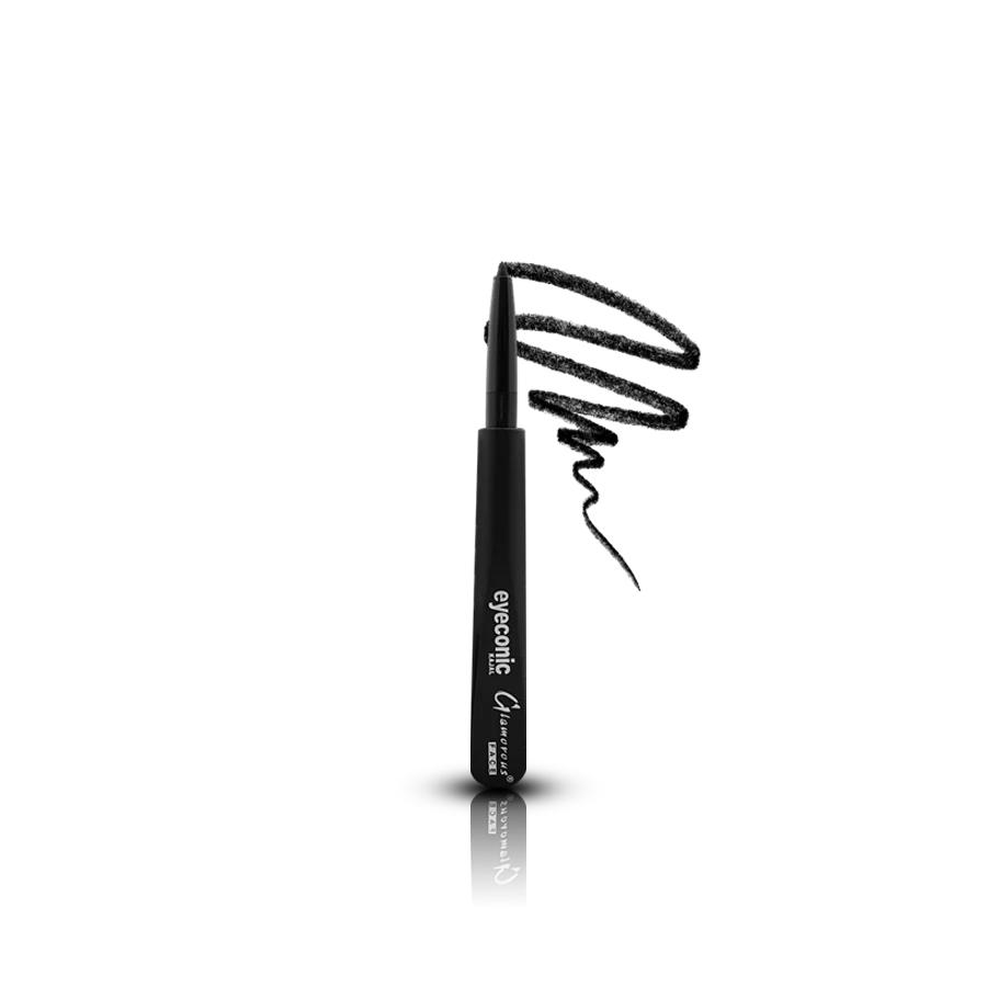 Black eyeliner pen with a wavy line on a white background