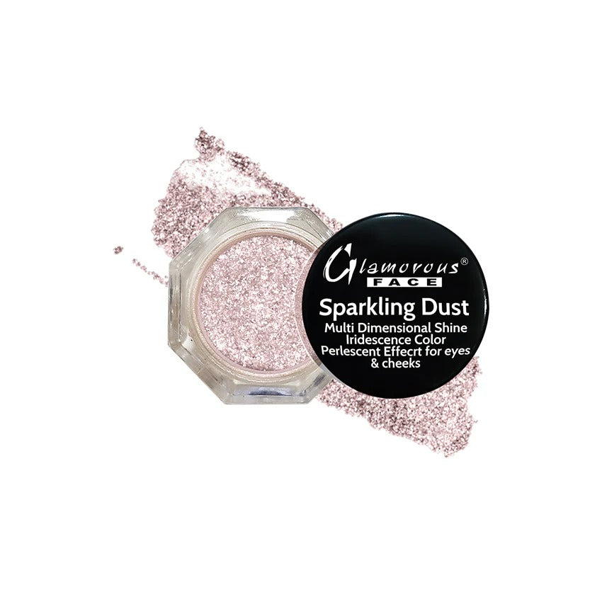 Glamorous Face Sparkling Dust with a white background
