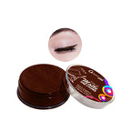 Makeup product with a close-up of an eye wearing the product on a white background