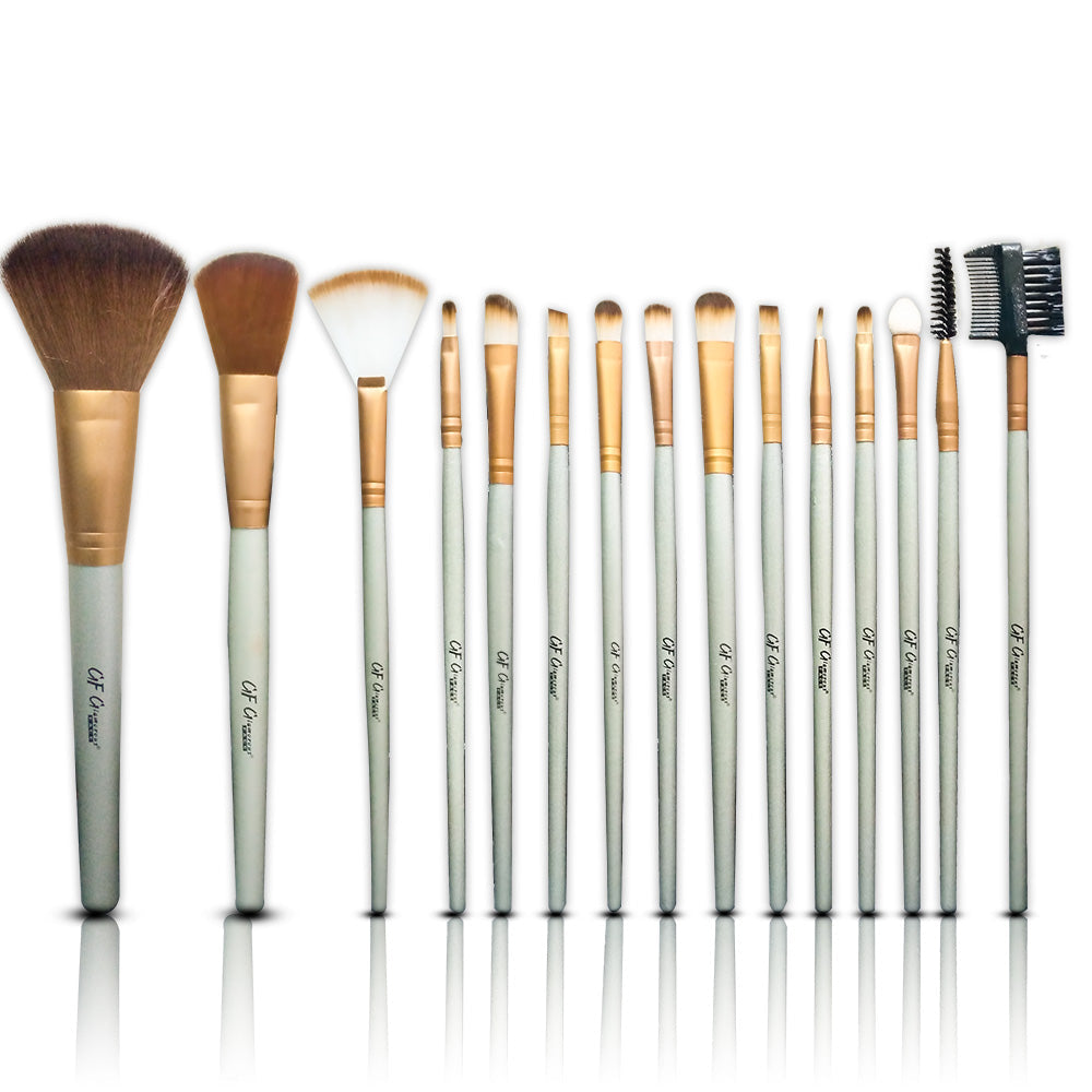 Glamorous Face 15 Piece Leather Brush Set