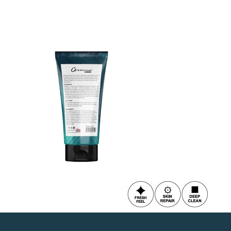Glamorous Face Men Face Wash Turbo Boost Charcoal 3-In-1