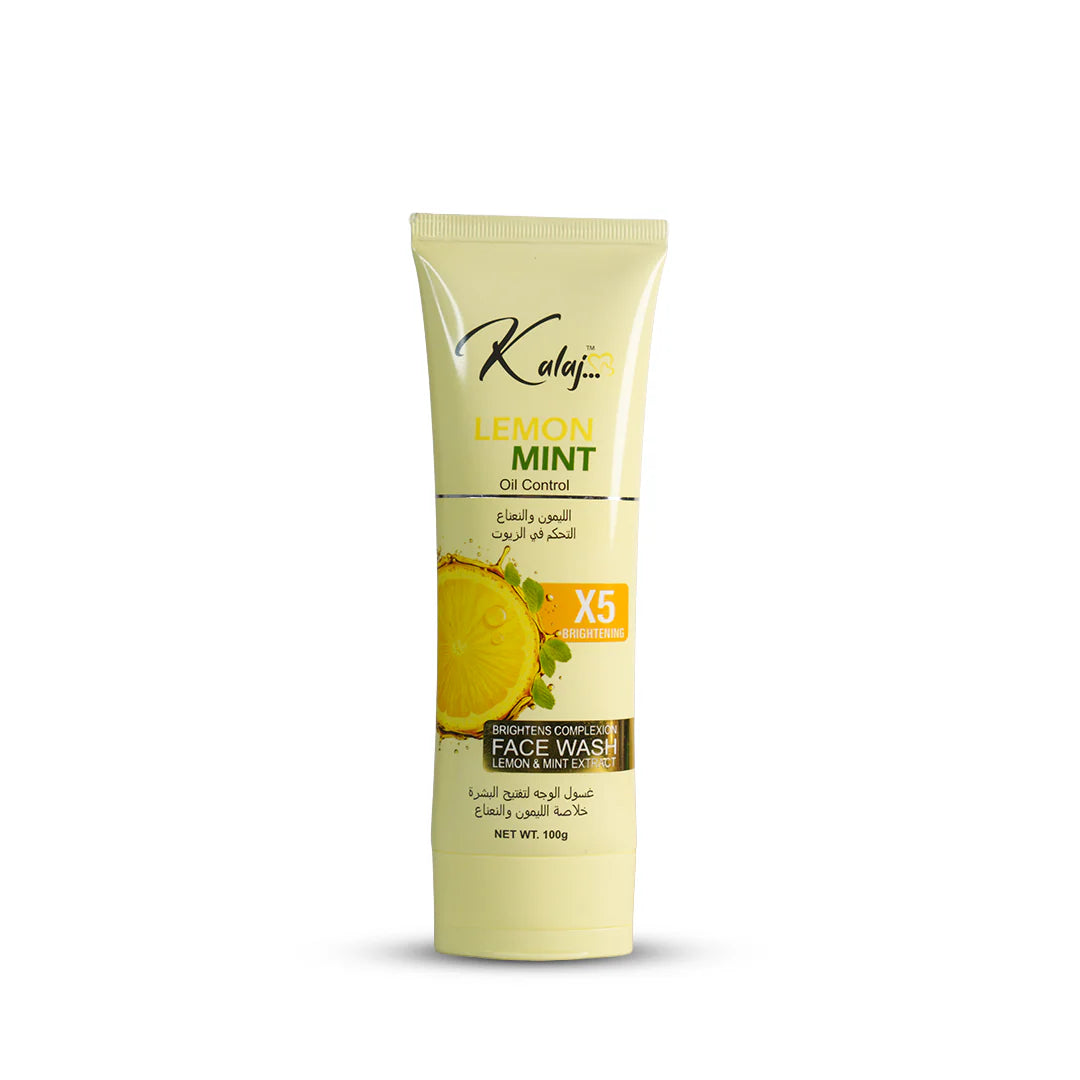 Tube of Kalaj Lemon Mint Face Wash on a white background